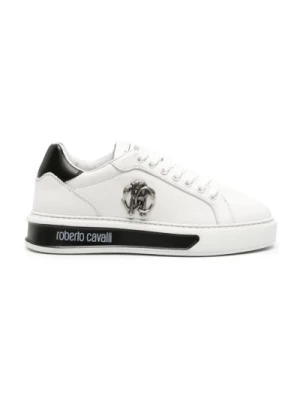 Białe Skórzane Casual Sneakers Kobiety Roberto Cavalli