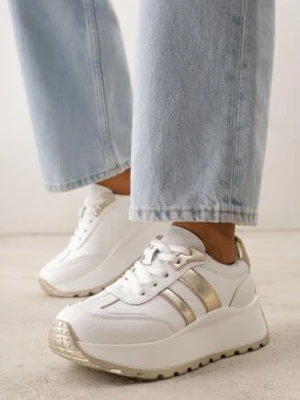Białe Skórzane Sneakersy na Grubej Podeszwie Cezelina goodin