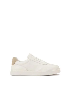 Białe skórzane sneakersy z beżową wstawką Kazar