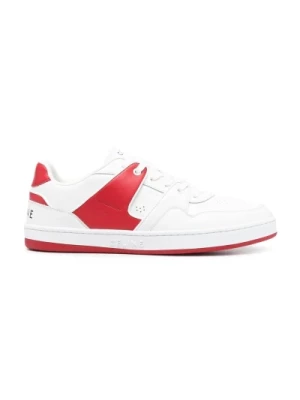Białe Skórzane Sneakersy z Czerwonymi Akcentami Celine