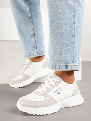 Białe Skórzane Sneakersy z Geometryczną Ozdobą Ireadia