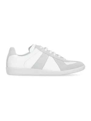 Białe Skórzane Sneakersy z Kontrastującymi Wstawkami Maison Margiela