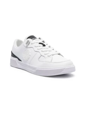 Białe Skórzane Sneakersy z Pytonem Just Cavalli