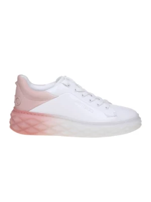 Białe Skórzane Sneakersy z Różowymi Akcentami Jimmy Choo