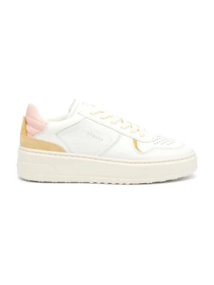 Białe Skórzane Sneakersy z Różowymi Szczegółami Copenhagen Shoes