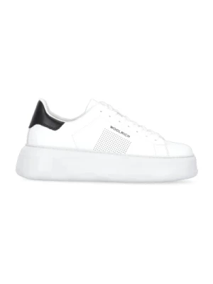 Białe Skórzane Sneakersy z Wytłaczanymi Szczegółami Woolrich