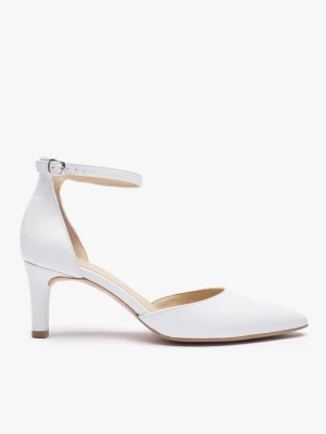 Białe ślubne czółenka ze skóry licowej Ryłko