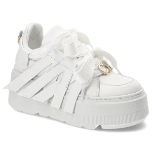 Białe Sneakersy Chebello Modne Obuwie Damskie Na Platformie
