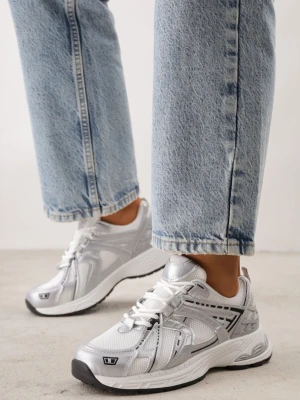 Białe Sneakersy Dad Shoes z Siateczkową Cholewką na Piankowej Podeszwie Anotea Mulanka