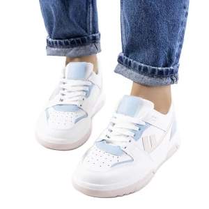 Białe sneakersy damskie Arsan niebieskie różowe Inna marka