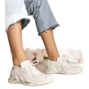 Białe sneakersy damskie ze skarpetkową cholewką Inna marka