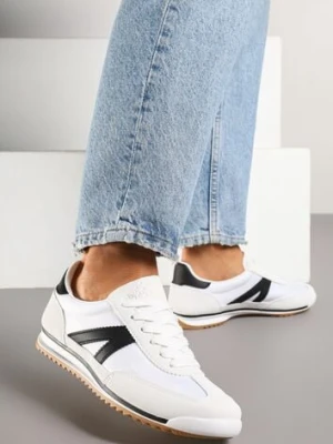 Białe Sneakersy Klasyczne Tenisówki Zdobione Przeszyciami Bortewi c'm paris