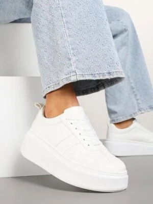 Białe Sneakersy Kultowe Tenisówki na Platformie z Koturnem Elisara ideal