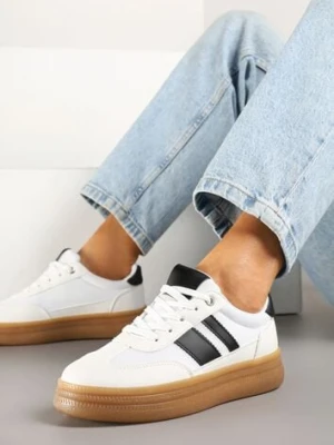 Białe Sneakersy Kultowe Tenisówki z Ozdobnymi Paskami Tenavellea fashion belle