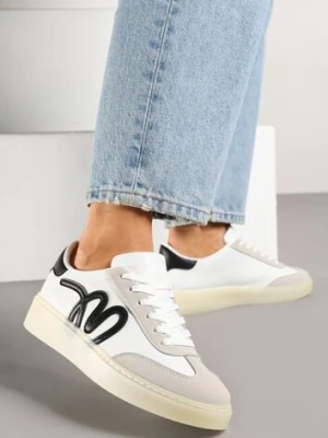 Białe Sneakersy Kultowe Tenisówki Zdobione Abstrakcyjną Aplikacją Fendiva maira