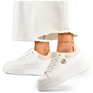 Białe sneakersy na grubej podeszwie buty sportowe damskie Merg
