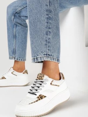 Białe Sneakersy na Grubej Podeszwie Ozdobione Brokatem Evllina