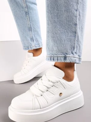 Białe Sneakersy na Grubej Podeszwie przed Kostkę Alisis