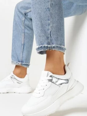 Białe Sneakersy na Grubej Podeszwie z Perforacją Kaetho