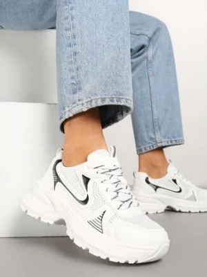 Białe Sneakersy na Grubej Podeszwie z Siateczką Olirase swin shoes