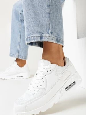 Białe Sneakersy na Grubej Podeszwie z Wstawką Denni