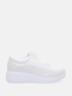 BIAŁE SNEAKERSY NA KOTURNIE A26 WHITE Venezia