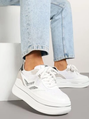 Białe Sneakersy na Platformie Ozdobione Gwiazdą Norlevi
