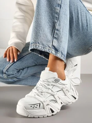 Białe Sneakersy na Platformie z Designerskim Sznurowaniem Julieve renda