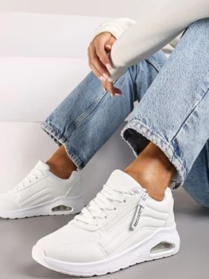 Zdjęcie produktu Białe Sneakersy na Platformie z Przezroczystą Wstawką i Suwakiem z Napisami Valentinae