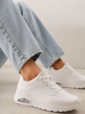 Białe Sneakersy na Platformie z Transparentną Wstawką przy Podeszwie Riovira