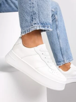 Białe Sneakersy na Platfromie z Bieżnikiem i Perforacją Artie ballada