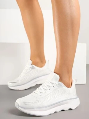 Białe Sneakersy na Podeszwie z Pianki Zdobione Geometrycznymi Detalami Ulianavia gogo gogo