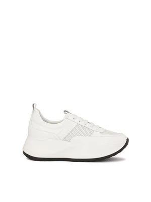 Białe sneakersy na wysokiej podeszwie Kazar