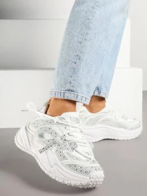 Białe Sneakersy Ozdobione Drobnymi Cyrkoniami Sorisa
