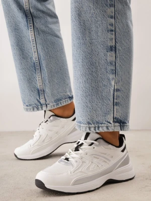 Białe Sneakersy Ozdobione Tłoczoną Cholewką Jutta