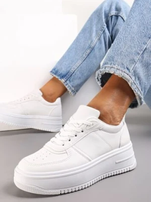 Białe Sneakersy przed Kostkę na Grubej Podeszwie Ameerana