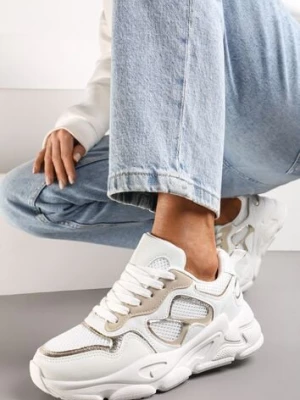 Białe Sneakersy przed Kostkę na Grubej Podeszwie Lefia