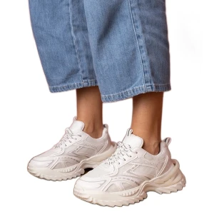 Zdjęcie produktu Białe sneakersy sportowe na grubej podeszwie