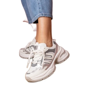 Białe sneakersy sportowe na masywnej podeszwie Inna marka