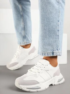 Białe Sneakersy Streetwearowe z Kontrastowymi Przeszyciami Ilirenas