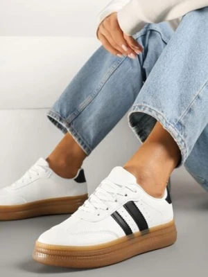 Białe Sneakersy Tenisówki Ozdobione Paskami i Perforacją Jenadira lady glory