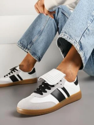 Zdjęcie produktu Biało-Czarne Sneakersy Tenisówki Ozdobione Wywinięciem Myrloria