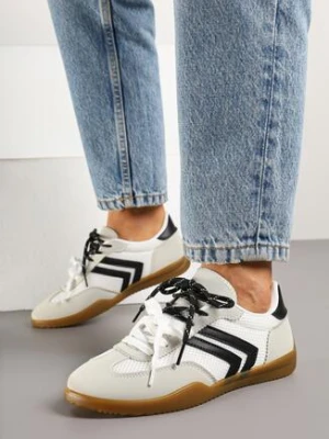 Białe Sneakersy Tenisówki z Geometrycznym Motywem Telanilia