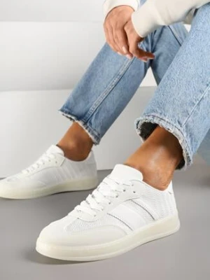 Białe Sneakersy Tenisówki z Geometrycznym Wzorem Eleamila