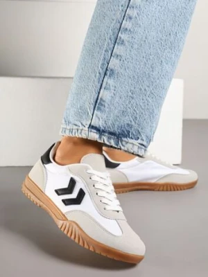 Białe Sneakersy Typu Kultowe Tenisówki Zdobione Przeszyciami Naporae fashion belle