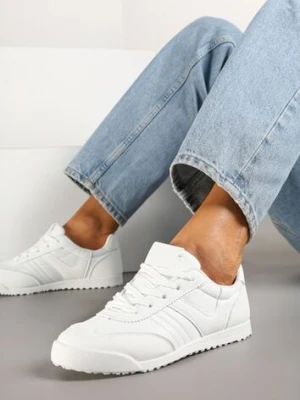 Białe Sneakersy Typu Tenisówki z Kontrastowymi Wstawkami Feladith