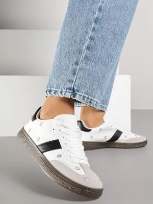 Białe Sneakersy Typu Tenisówki z Kwiatkami Reisare maira