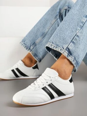 Biało-Czarne Sneakersy Typu Tenisówki z Paseczkami Liantina