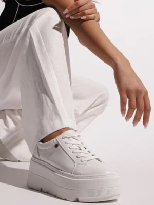 Białe Sneakersy Vices na Grubej Podeszwie Tuliri