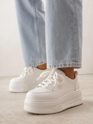 Białe Sneakersy VICES na Grubej Podeszwie z Tłoczeniami Azirara